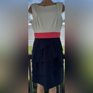 Dressbarn Red and Black Strapless Sheath Cocktail Dress